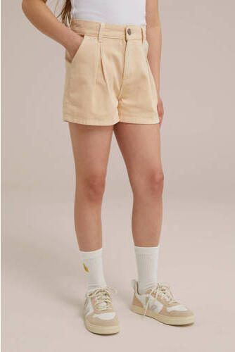 WE Fashion slim fit casual short zand Korte broek Beige Meisjes Katoen 116 - Foto 3