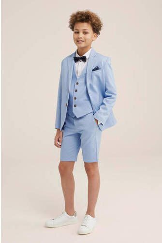 WE Fashion slim fit chino bermuda lichtblauw Korte broek Jongens Polyester 104 - Foto 3