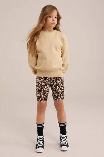 WE Fashion slim fit cycling short biker short met dierenprint bruinb zand Korte broek Meisjes Viscose 110 116 - Foto 2