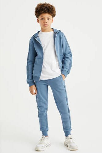 WE Fashion slim fit joggingbroek blauw Jongens Sweat Effen 104 - Foto 4