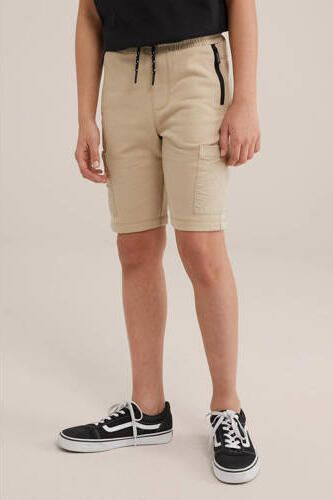 WE Fashion slim fit sweatshort beige Effen 104 | Sweatshort van - Foto 3