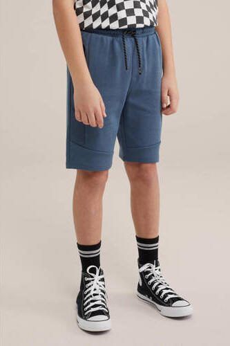 WE Fashion slim fit sweatshort blauw Effen 110 | Sweatshort van - Foto 3
