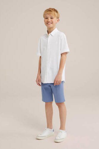 WE Fashion slim fit sweatshort blauw Jongens Gerecycled polyester Effen 116 - Foto 3