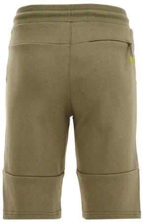 WE Fashion slim fit sweatshort kaki Groen Jongens Katoen Effen 110