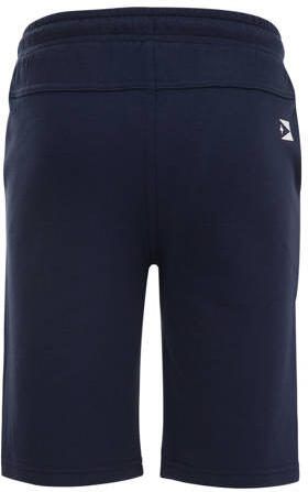 WE Fashion slim fit sweatshort met printopdruk donkerblauw Printopdruk 104