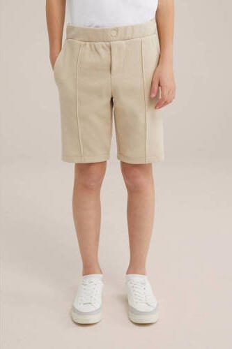 WE Fashion slim fit sweatshort sand Beige Jongens Polyester Effen 116 - Foto 3
