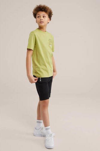 WE Fashion slim fit sweatshort zwart Effen 122 | Sweatshort van - Foto 2
