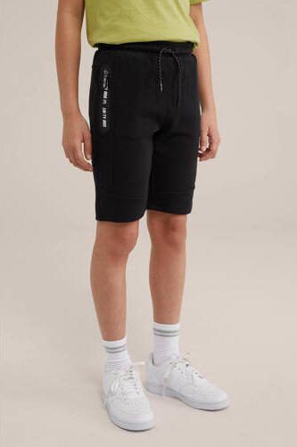 WE Fashion slim fit sweatshort zwart Effen 122 | Sweatshort van - Foto 3