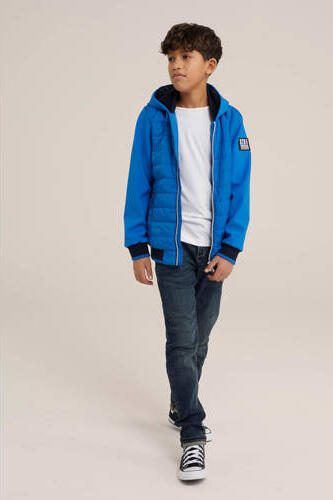WE Fashion softshell jas blauw Jongens Polyester Capuchon Effen 122 128 - Foto 3