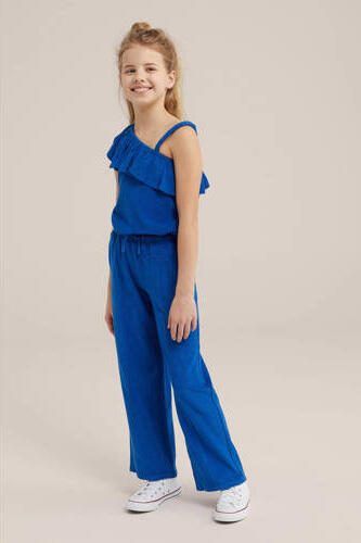 WE Fashion spaghettitop blauw Meisjes Katoen Ronde hals Effen 110 116 - Foto 2