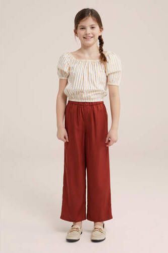 WE Fashion straight fit broek bruin Meisjes Lyocell Effen 104