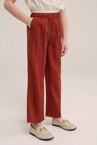 WE Fashion straight fit broek bruin Meisjes Lyocell Effen 104 - Foto 3