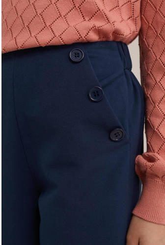 WE Fashion straight fit broek donkerblauw Meisjes Polyester Effen 104 - Foto 2