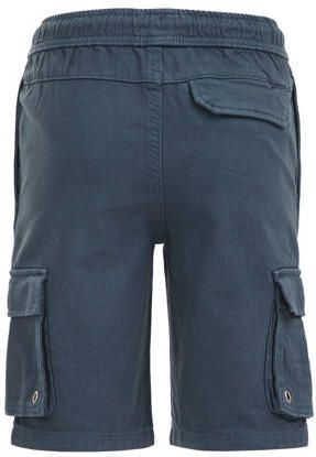 WE Fashion straight fit cargo short donkerblauw Korte broek Jongens Katoen 110