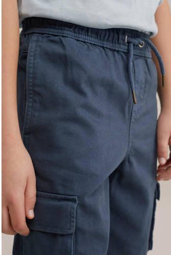 WE Fashion straight fit cargo short donkerblauw Korte broek Jongens Katoen 110 - Foto 2