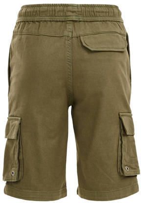 WE Fashion straight fit cargo short kaki Korte broek Groen Jongens Katoen 116