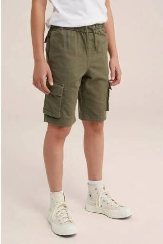 WE Fashion straight fit cargo short kaki Korte broek Groen Jongens Katoen 116 - Foto 2