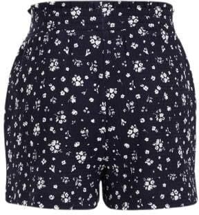 WE Fashion straight fit casual short met all over print donkerblauw Korte broek Meisjes Polyester 122 128 - Foto 3