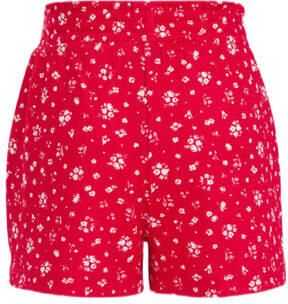 WE Fashion straight fit casual short met all over print rood Korte broek Meisjes Polyester 110 116