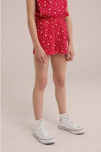 WE Fashion straight fit casual short met all over print rood Korte broek Meisjes Polyester 110 116 - Foto 2
