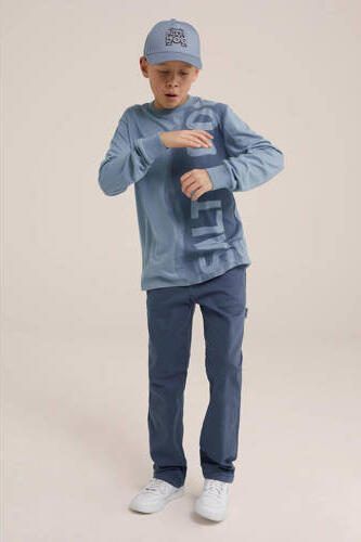 WE Fashion straight fit jeans medium blue denim Blauw Effen 110
