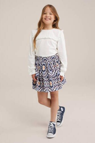 WE Fashion strokenrok blauw Meisjes Polyester All over print 110 116
