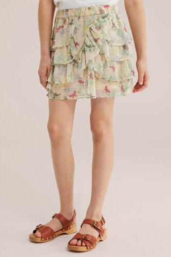 WE Fashion strokenrok ecru Meisjes Polyester All over print