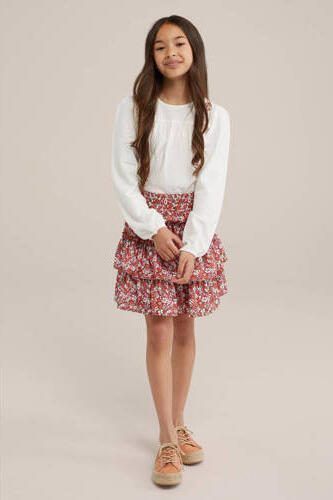 WE Fashion strokenrok rood Meisjes Polyester Bloemen 146 152 - Foto 2