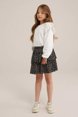 WE Fashion strokenrok zwart Meisjes Katoen All over print 134 140