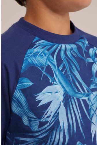 WE Fashion sweater donkerblauw Trui Jongens Katoen Ronde hals Blad 110 116 - Foto 2