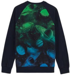 WE Fashion sweater donkerblauw Trui Jongens Katoen Ronde hals Printopdruk 170 176 - Foto 3