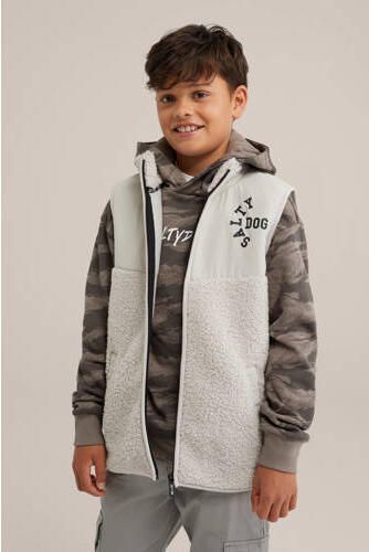 WE Fashion sweater ecru Jongens Polyester Opstaande kraag Effen 110 116