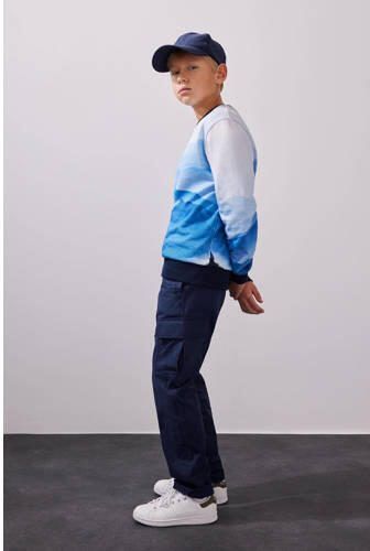 WE Fashion sweater met all over print blauw wit All over print 110 116 - Foto 2