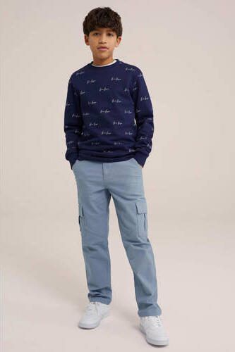 WE Fashion sweater met all over print donkerblauw All over print 110 116 - Foto 2