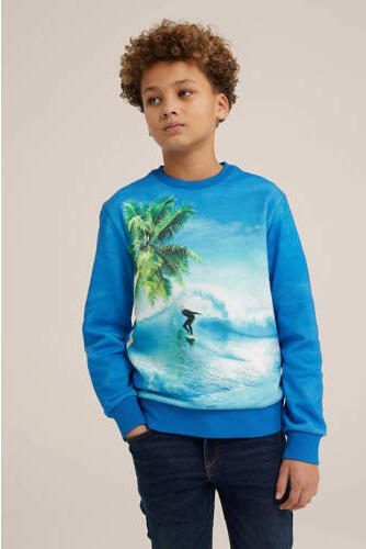 WE Fashion sweater met printopdruk blauw Printopdruk 110 116 - Foto 3
