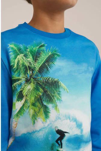 WE Fashion sweater met printopdruk blauw Printopdruk 110 116 - Foto 2