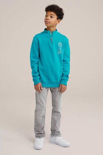 WE Fashion sweater met printopdruk blauwgroen Printopdruk 110 116 - Foto 2