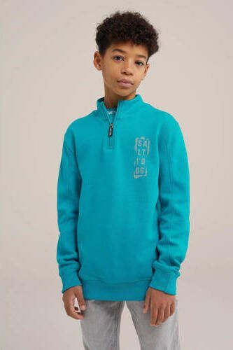 WE Fashion sweater met printopdruk blauwgroen Printopdruk 110 116 - Foto 3