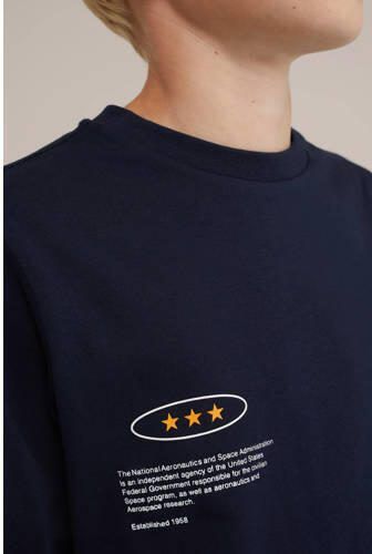 WE Fashion sweater met printopdruk donkerblauw Printopdruk 158 164 - Foto 2