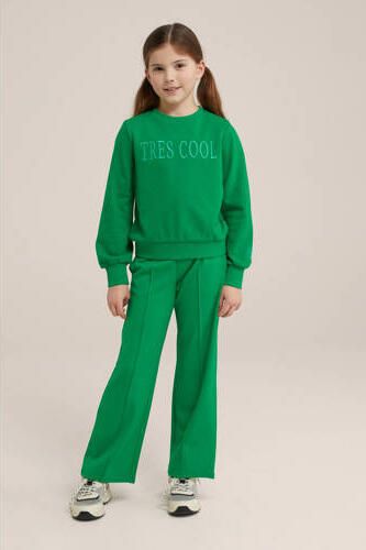 WE Fashion sweater met tekst groen Tekst 98 104 | Sweater van