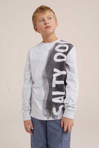 WE Fashion sweater met tekst wit zwart Tekst 110 116