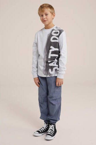 WE Fashion sweater met tekst wit zwart Tekst 110 116 - Foto 3