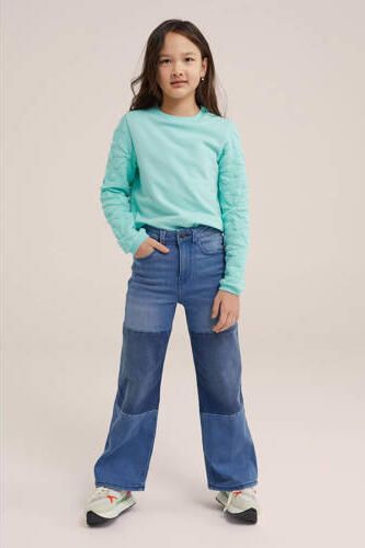 WE Fashion sweater turquoise Blauw Effen 98 104 | Sweater van - Foto 3