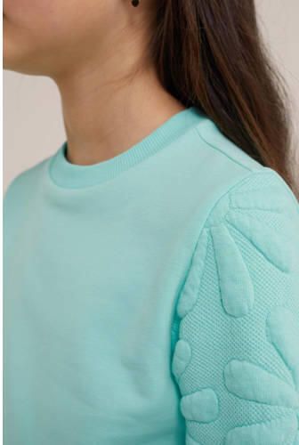 WE Fashion sweater turquoise Blauw Effen 98 104 | Sweater van - Foto 2
