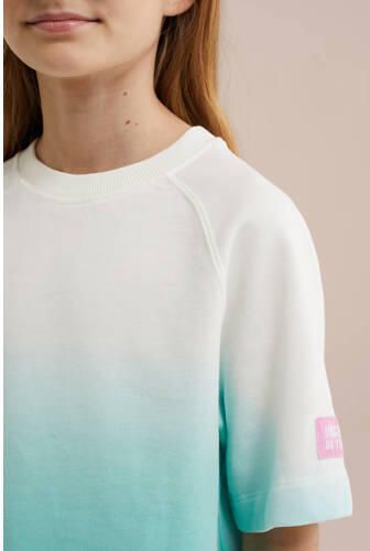 WE Fashion sweater turquoise wit Blauw Dip-dye - Foto 2