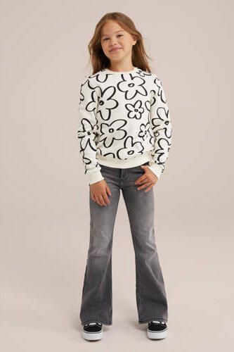 WE Fashion sweater wit Trui Meisjes Katoen Ronde hals Bloemen 158 164 - Foto 1