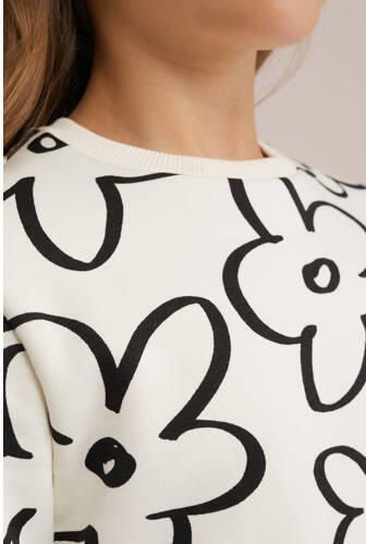 WE Fashion sweater wit Trui Meisjes Katoen Ronde hals Bloemen 158 164 - Foto 2