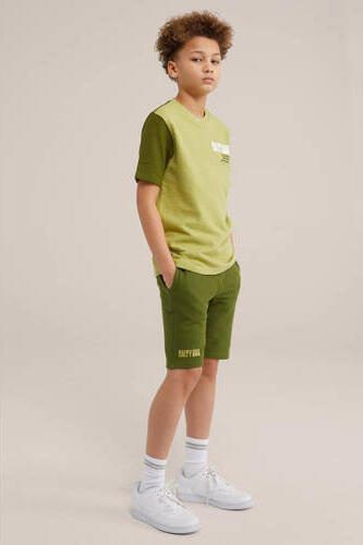 WE Fashion sweatshort mosgroen Effen 104 | Sweatshort van - Foto 2