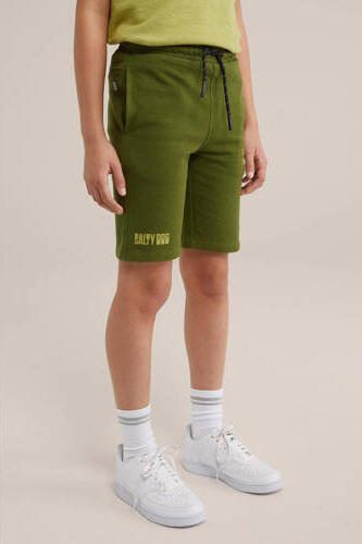 WE Fashion sweatshort mosgroen Effen 104 | Sweatshort van - Foto 3