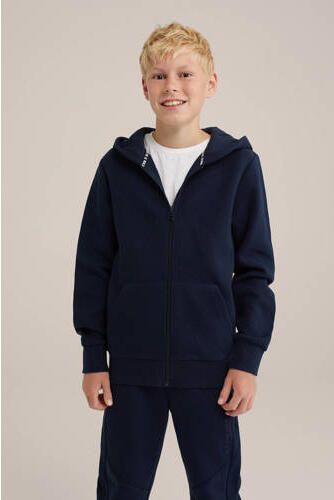 WE Fashion sweatvest donkerblauw Effen 110 116 | Vest van - Foto 3